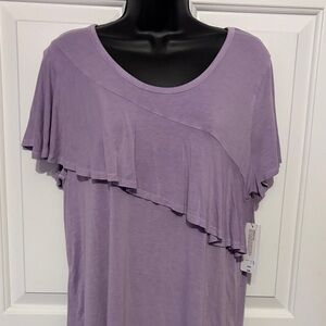 Ana NWT purple tiered ruffle short sleeve top size large